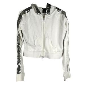 Rue21 White With Silver Sequins Hoodie XL